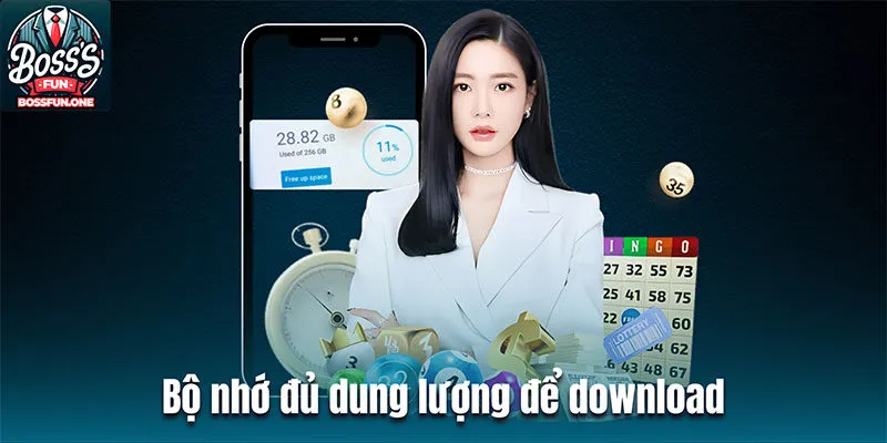 Hướng Dẫn Chi Tiết Tải App BossFun Từ A - Z Cho Người Mới Bộ nhớ đủ dung lượng để download